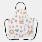 Kawaii Häschen Café Ostern Süße Chibi Hasen Schürze (Vorderseite)