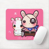 Kawaii Häschenpaare auf rosa Mausunterlage Mousepad (Mit Mouse)