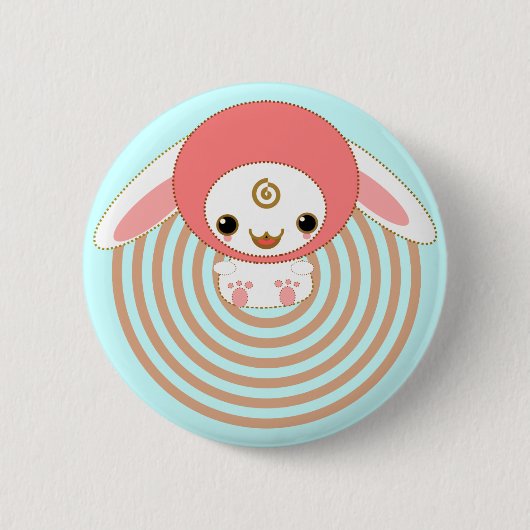 kawaii Häschenrosa Button (Vorderseite)