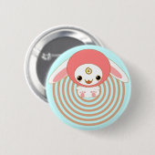 kawaii Häschenrosa Button (Vorne & Hinten)