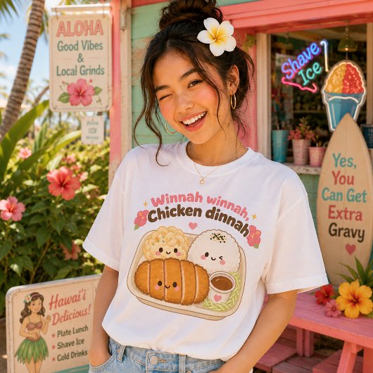 Kawaii Hawaii - Hühnchen Abendessen Tri-Blend Shirt