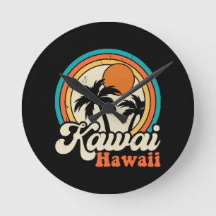 Kawaii Hawaii Surfing Runde Wanduhr