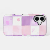 Kawaii Heart Gingham Phone Case iPhone 16 Hülle (Rückseite (Horizontal))