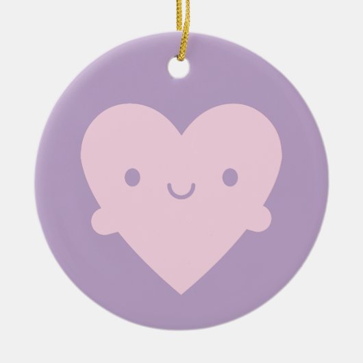 Kawaii Heart Hugs Keramik Ornament (Vorne)