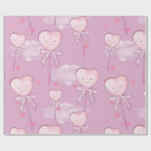 Kawaii Heart Lollipop Pattern - Pastel Lila Geschenkpapier (Flach)