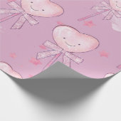 Kawaii Heart Lollipop Pattern - Pastel Lila Geschenkpapier (Ecke)