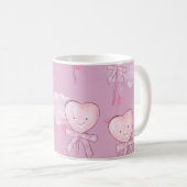 Kawaii Heart Lollipop Pattern - Pastel Lila Kaffeetasse (VorderseiteRechts)