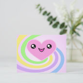 Kawaii Heart Rainbow Postcard Postkarte (Stehend Vorderseite)