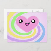 Kawaii Heart Rainbow Postcard Postkarte (Vorne/Hinten)