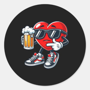 Kawaii Heart Sungles trinken Bier Valentinstag Runder Aufkleber