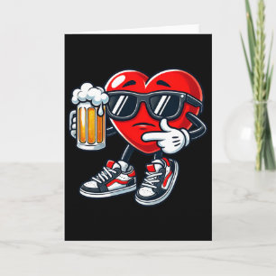 Kawaii Heart Sungles trinken Bier zum Valentinstag Karte