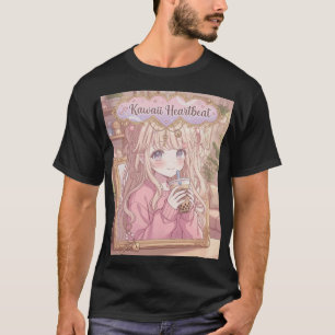 Kawaii Herzschlag Boba Tea Anime Mädchen Ästhetik T-Shirt