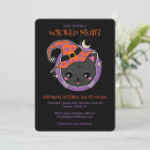Kawaii Hexch Cat Halloween-Party Einladung (Stehend Vorderseite)