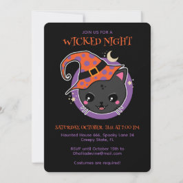 Kawaii Hexch Cat Halloween-Party Einladung