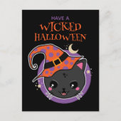 Kawaii Hexch Cat Halloween Postkarte (Vorderseite)