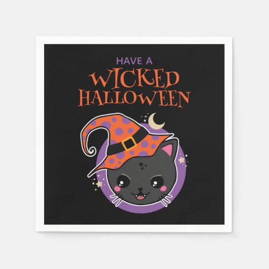 Kawaii Hexch Cat Halloween Serviette (Vorderseite)