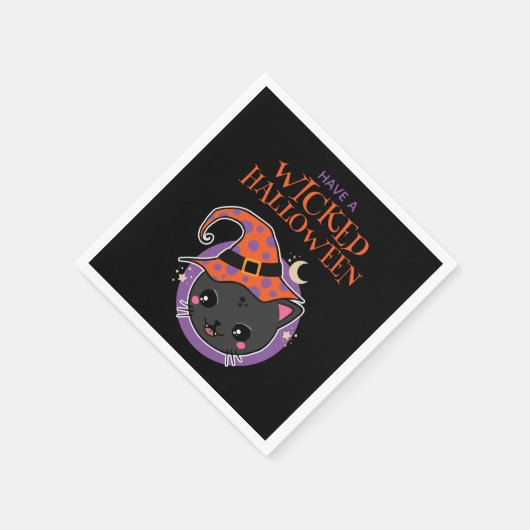 Kawaii Hexch Cat Halloween Serviette (Ecke)