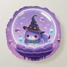 Kawaii-Hexen-Schneekugel-Rundkissen Rundes Kissen
