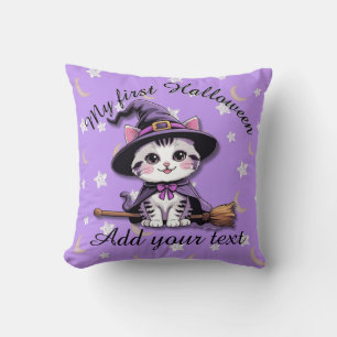Kawaii-Hexenkatze – Halloween-Wurfkissen Kissen