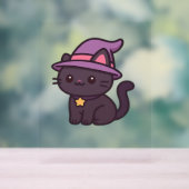 Kawaii Hexenkatze in Lila Hat Classic T - Shirt Acrylschild (Neutral)