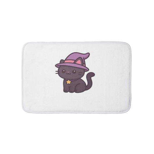 Kawaii Hexenkatze in Lila Hat Classic T - Shirt Badematte (Vorderseite)