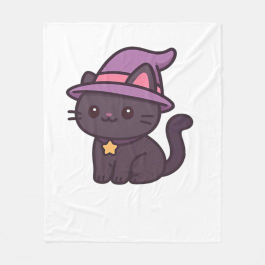 Kawaii Hexenkatze in Lila Hat Classic T - Shirt Fleecedecke (Vorderseite)