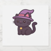 Kawaii Hexenkatze in Lila Hat Classic T - Shirt Schaumweinetikett (Einzelnes Label)