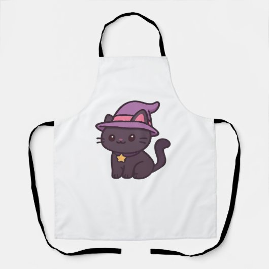 Kawaii Hexenkatze in Lila Hat Classic T - Shirt Schürze (Vorderseite)