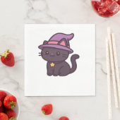 Kawaii Hexenkatze in Lila Hat Classic T - Shirt Serviette (Beispiel)