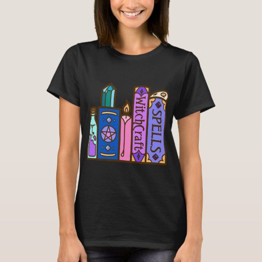 Kawaii-Hexerei-Bücherregal T-Shirt (Vorderseite)