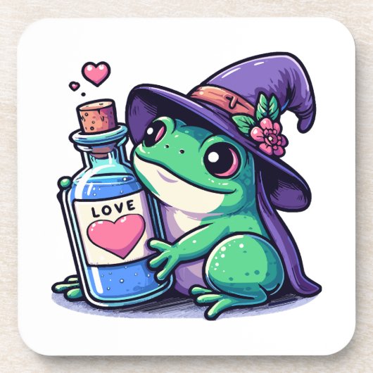 Kawaii-Hexerei-Liebe Getränkeuntersetzer (Vorderseite)