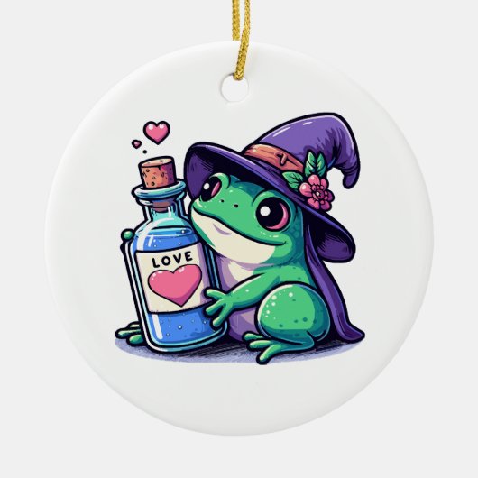Kawaii-Hexerei-Liebe Keramik Ornament (Vorne)