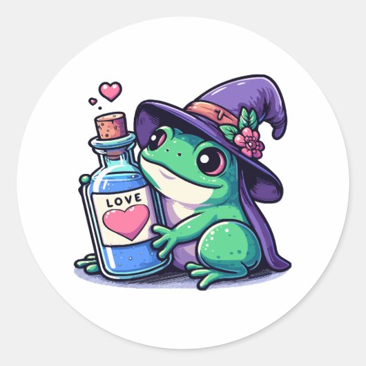 Kawaii-Hexerei-Liebe Runder Aufkleber (Vorderseite)