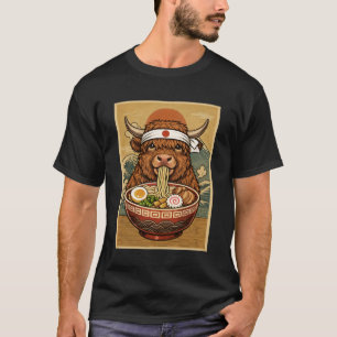 Kawaii Highland Cow Japanische Ramen-Nudeln Farm A T-Shirt