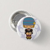 Kawaii Hipster Girl Button (Vorne & Hinten)