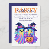 Kawaii Holographic Retro Ghosts Halloween-Party Einladung (Vorne/Hinten)