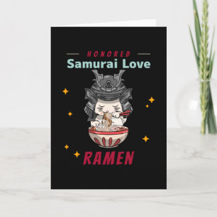 Kawaii Honoren Samurai Cat Eat Ramen Karte
