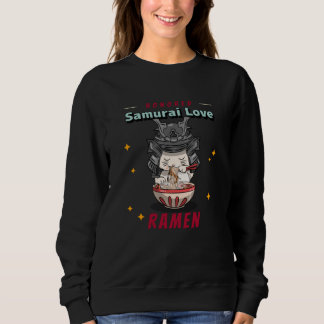 Kawaii Honoren Samurai Cat Eat Ramen Sweatshirt