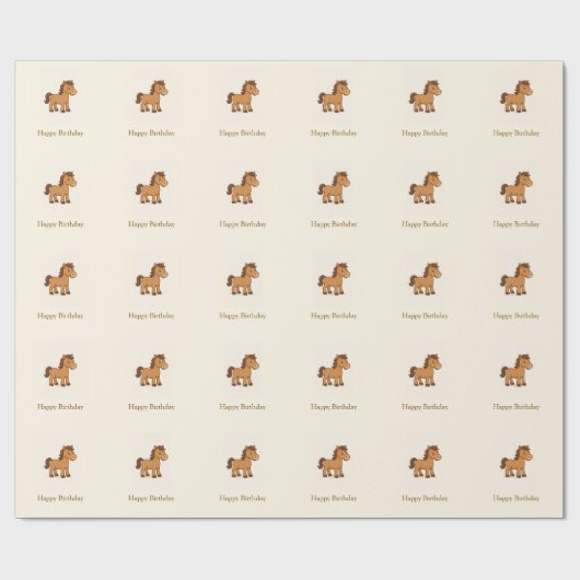Kawaii Horse Illustration Geschenkpapier (Flach)