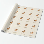 Kawaii Horse Illustration Geschenkpapier (Ungerollt)