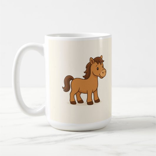 Kawaii Horse Illustration Kaffeetasse (Links)