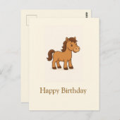 Kawaii Horse Illustration Postkarte (Vorne/Hinten)