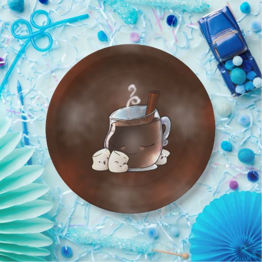 Kawaii Hot Chocolate und Marshmallows Pappteller (Party)