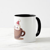 Kawaii Hot Cocoa Mug Smiling Marshmallow Art Tasse (VorderseiteRechts)