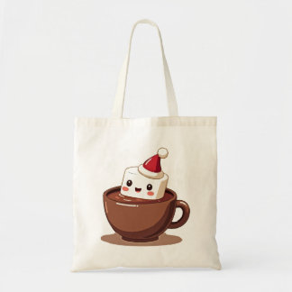 Kawaii Hot Cocoa Mug Smiling Marshmallow Tote Bag Tragetasche