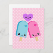 Kawaii Hübsch Popsicles Geburtstagspartei Einladun Einladung (Vorne/Hinten)