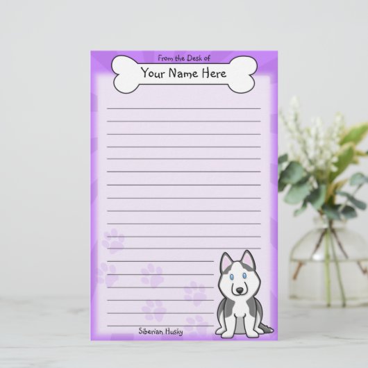 Kawaii Husky-Briefpapier Briefpapier (Stehend Vorderseite)