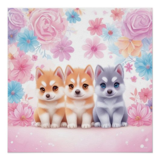 Kawaii Husky Paradies für Kultur und Bildung Poster (Vorderseite)