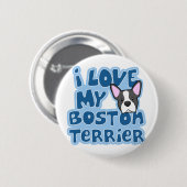 Kawaii I Liebe mein Boston-Terrier Button (Vorne & Hinten)