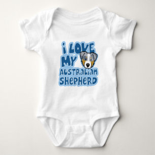 Kawaii I Liebe mein Merle Australier-Schäfer Baby Strampler